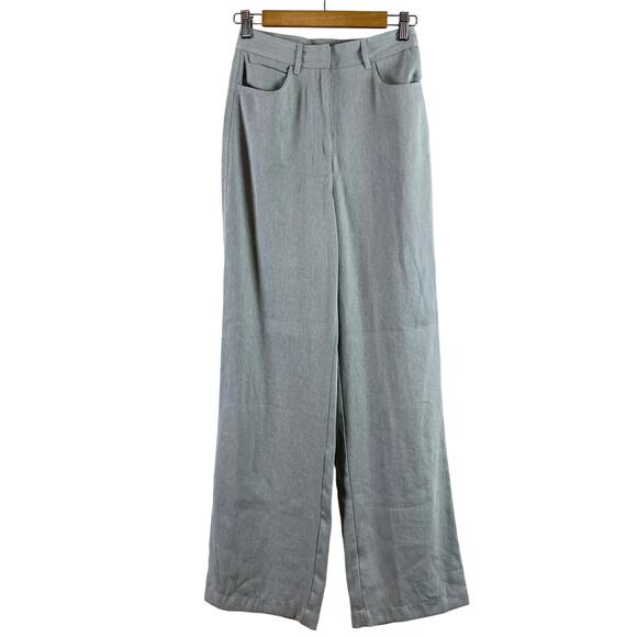 Zara High Rise Full Length Wide Leg Menswear Inspired Trouser Pant Light Blue - Picture 3 of 7